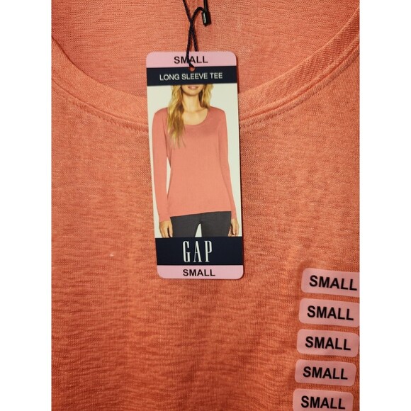 Gap Womens Shirt Long Sleeve Coral Size Small Tshirt Crew Neck - Picture 5 of 6
